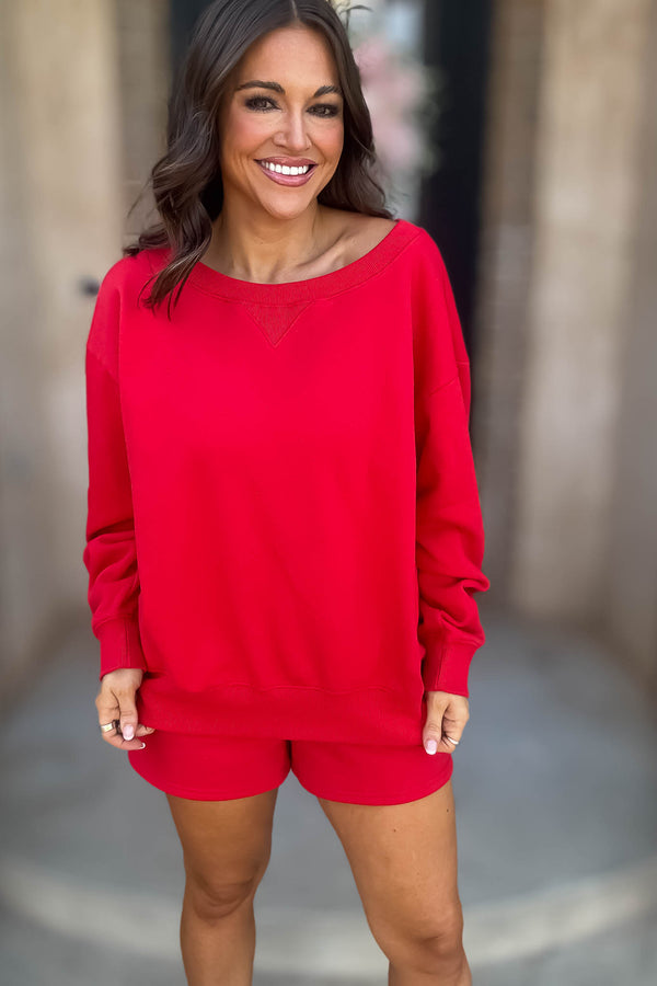 Softest Ever Ruby Fleece Boat Neck Sweatshirt