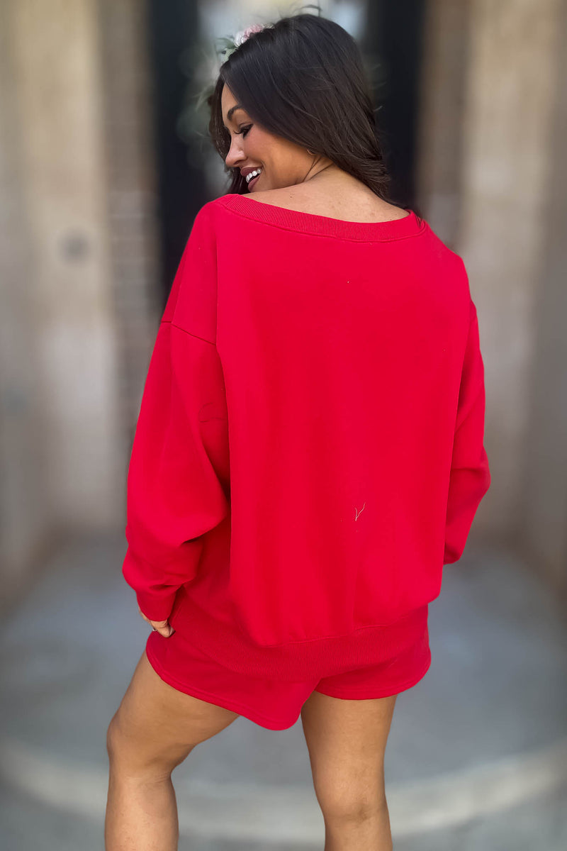 Softest Ever Ruby Fleece Boat Neck Sweatshirt