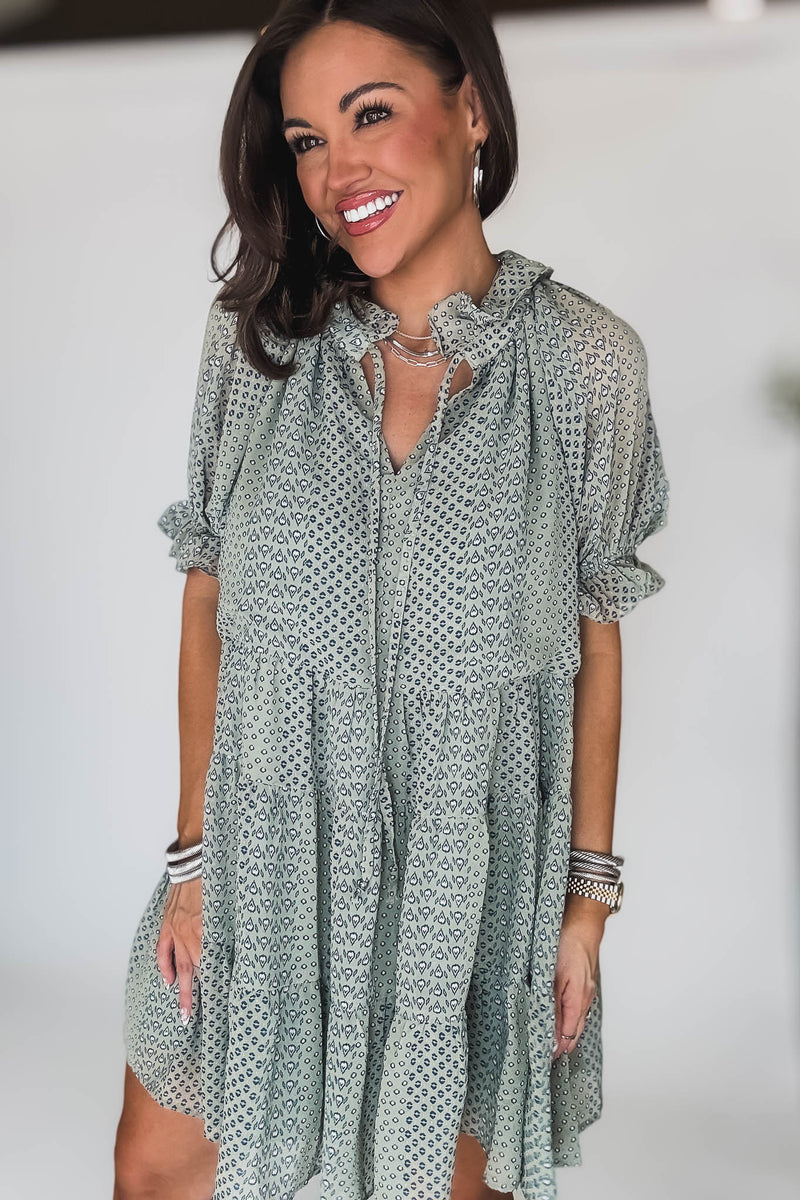 Sage V-Neck Dress