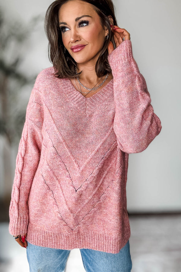 Rose Chevron Detail Sweater
