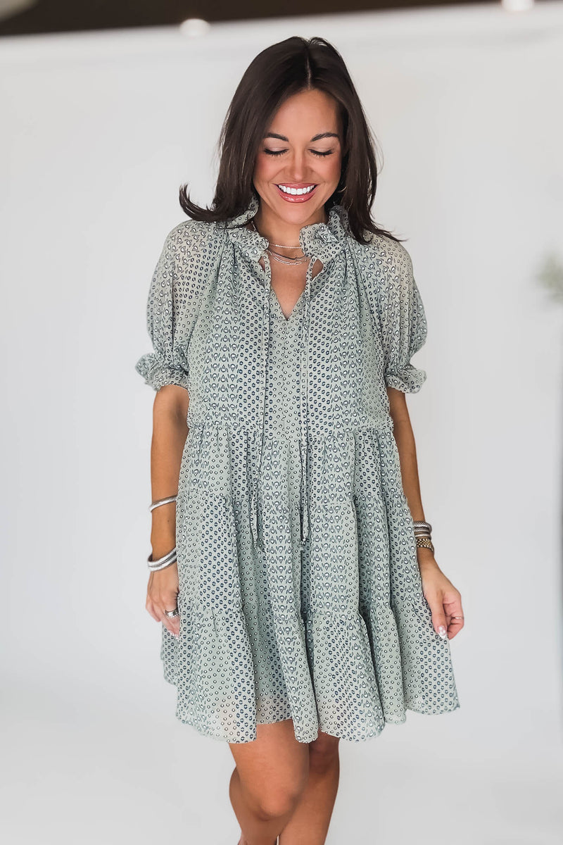 Sage V-Neck Dress