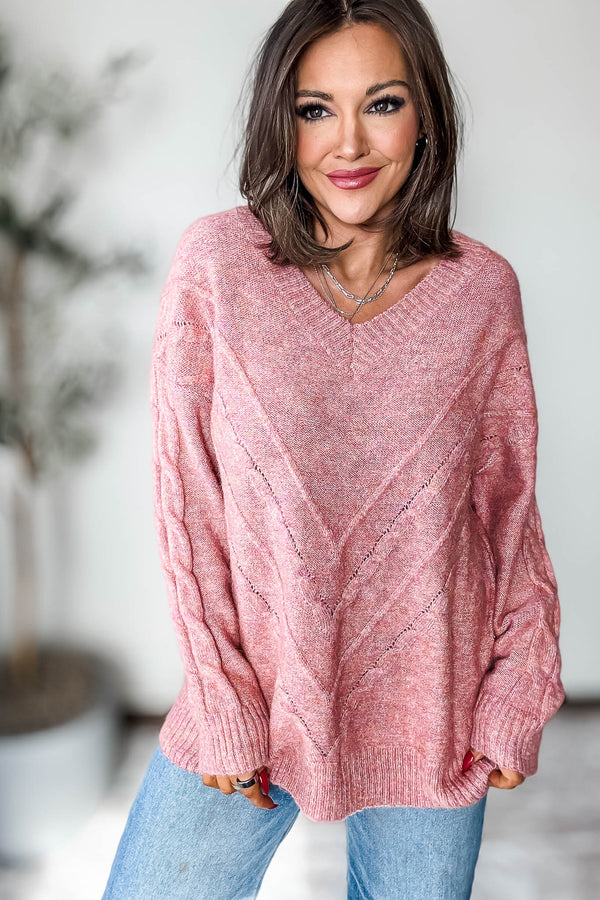 Rose Chevron Detail Sweater
