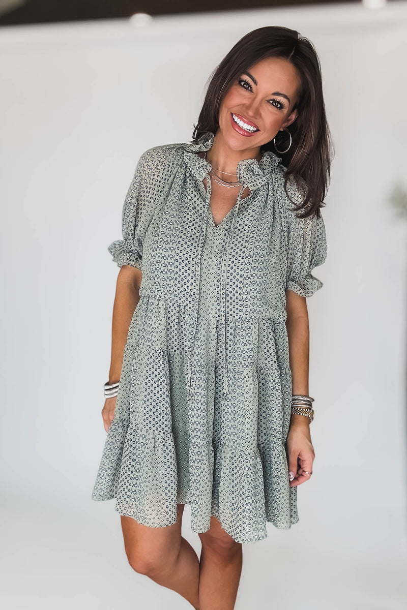 Sage V-Neck Dress