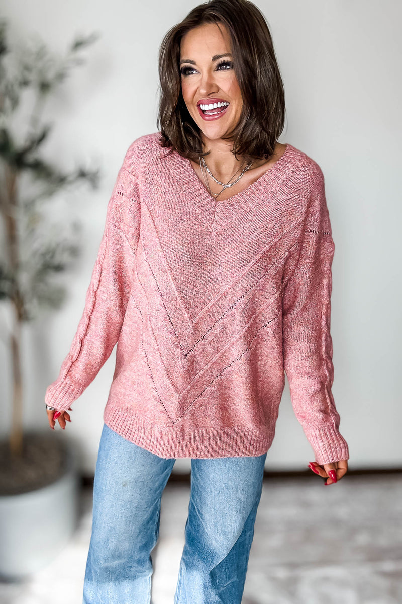 Rose Chevron Detail Sweater