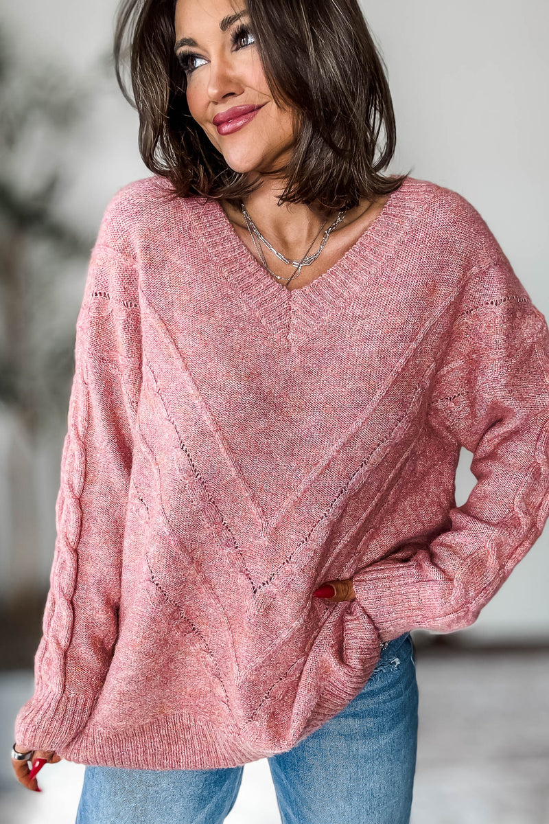 Rose Chevron Detail Sweater