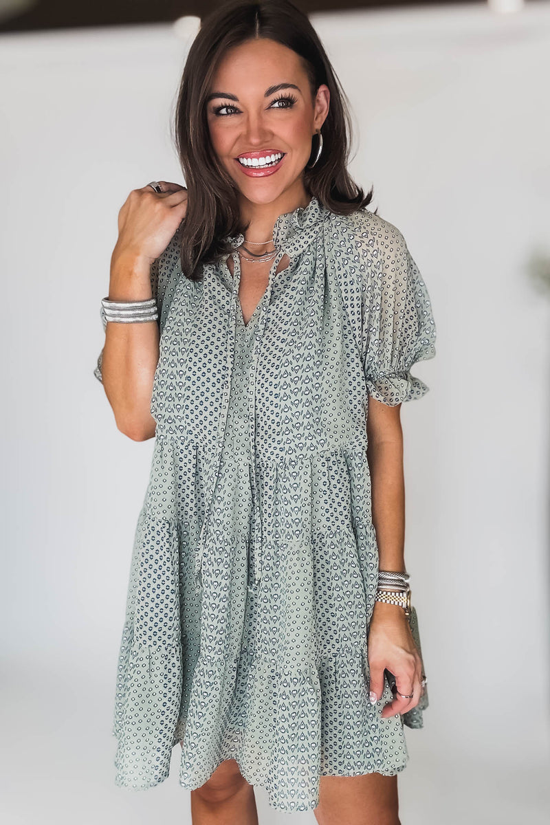 Sage V-Neck Dress