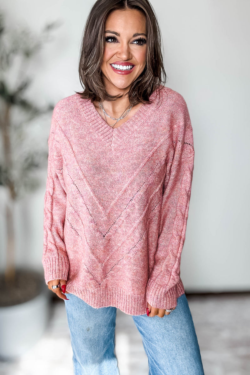 Rose Chevron Detail Sweater