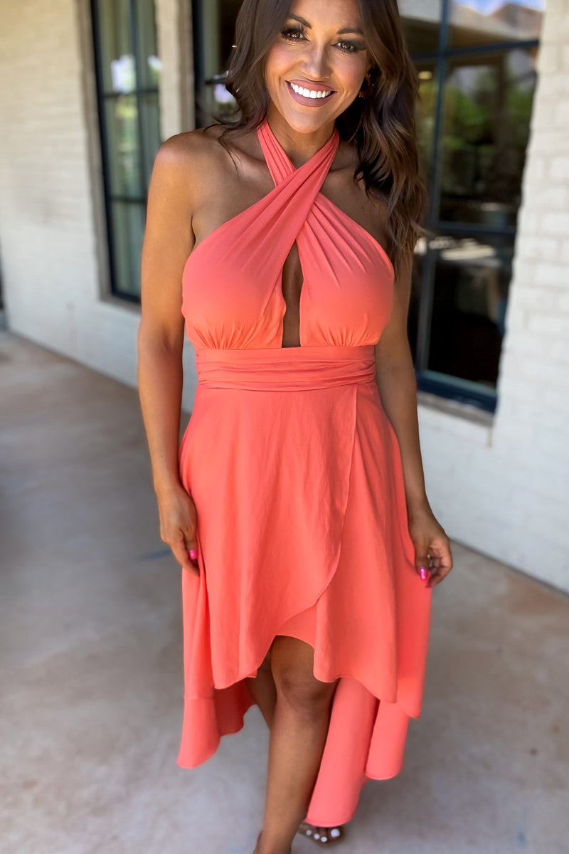 Imagine That Coral High Low Maxi Dress