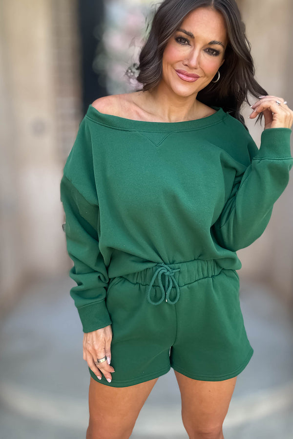 Softest Ever Dark Green Fleece Shorts