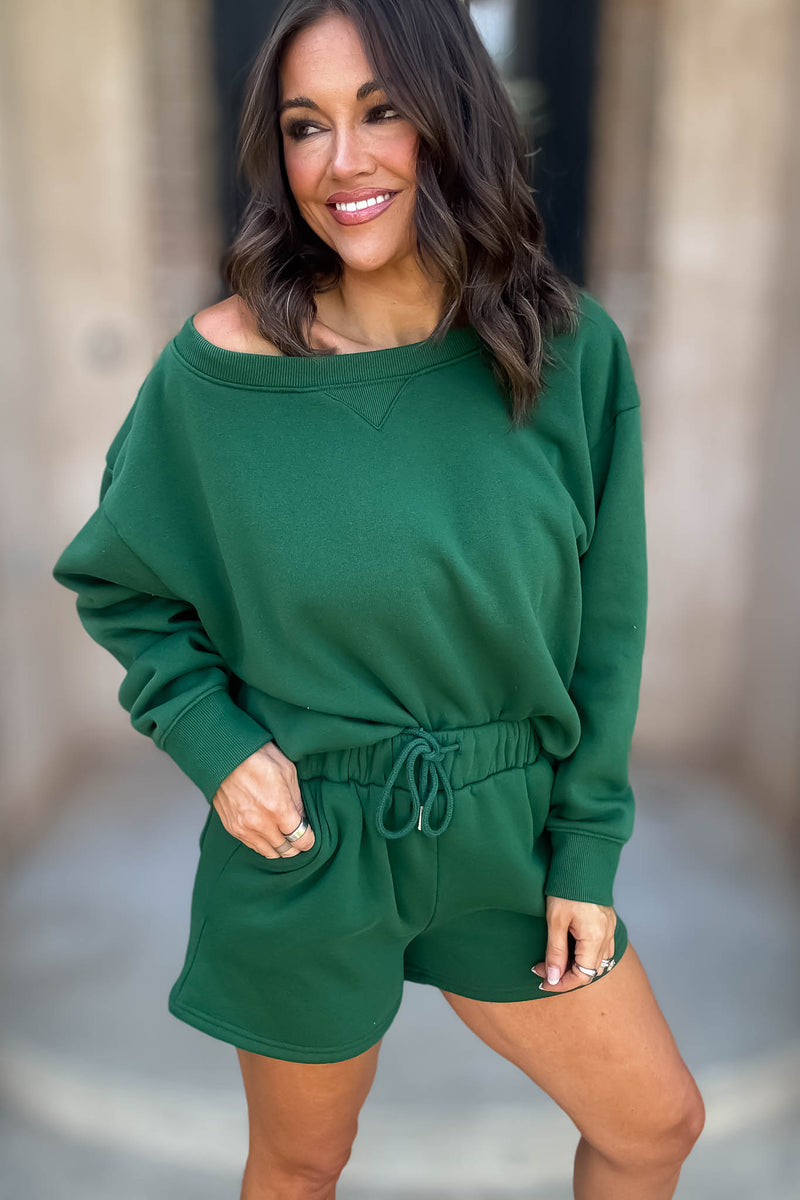 Softest Ever Dark Green Fleece Shorts