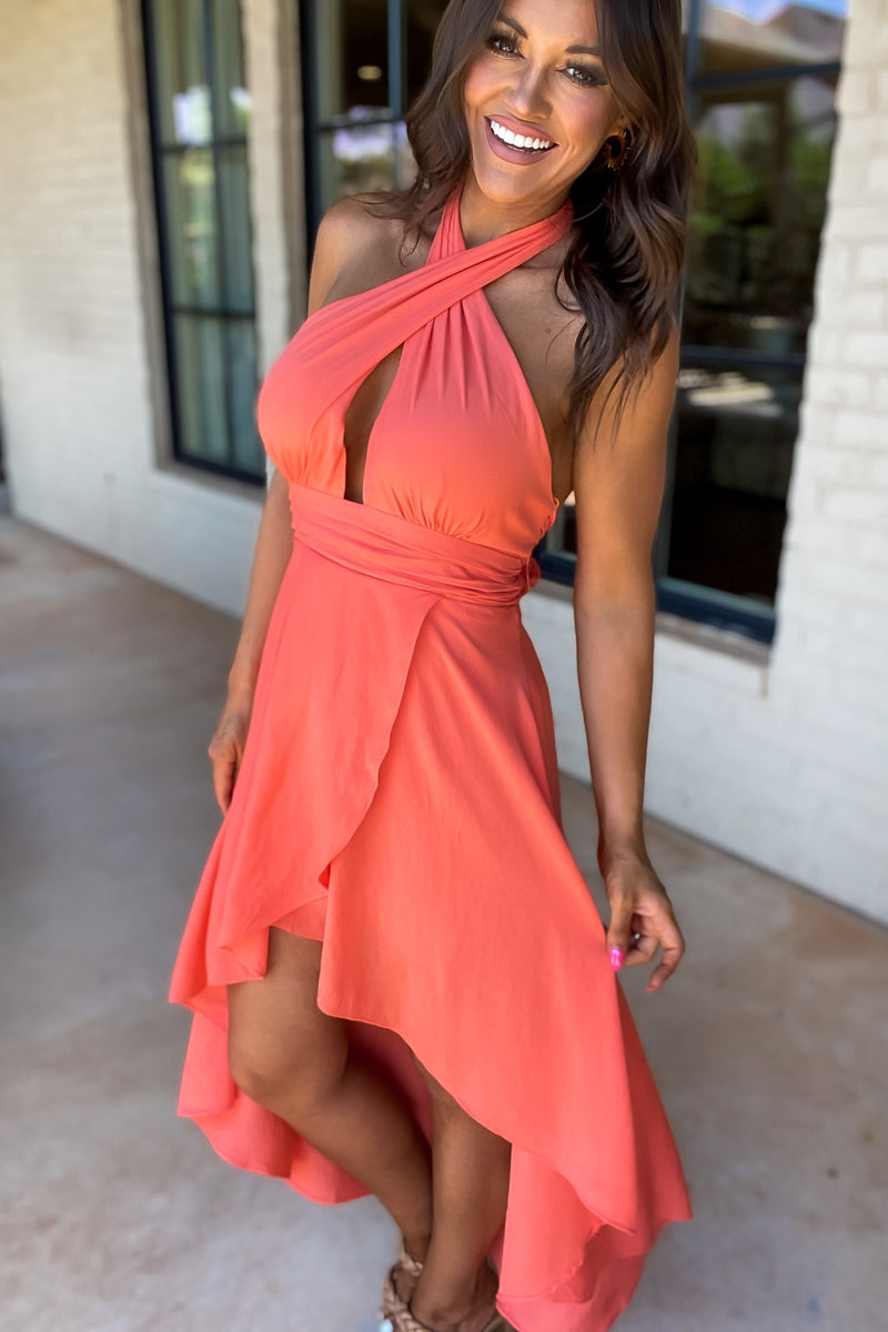 Imagine That Coral High Low Maxi Dress