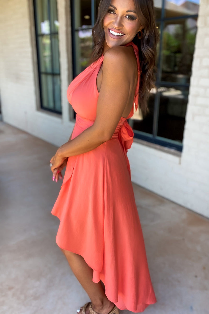 Imagine That Coral High Low Maxi Dress