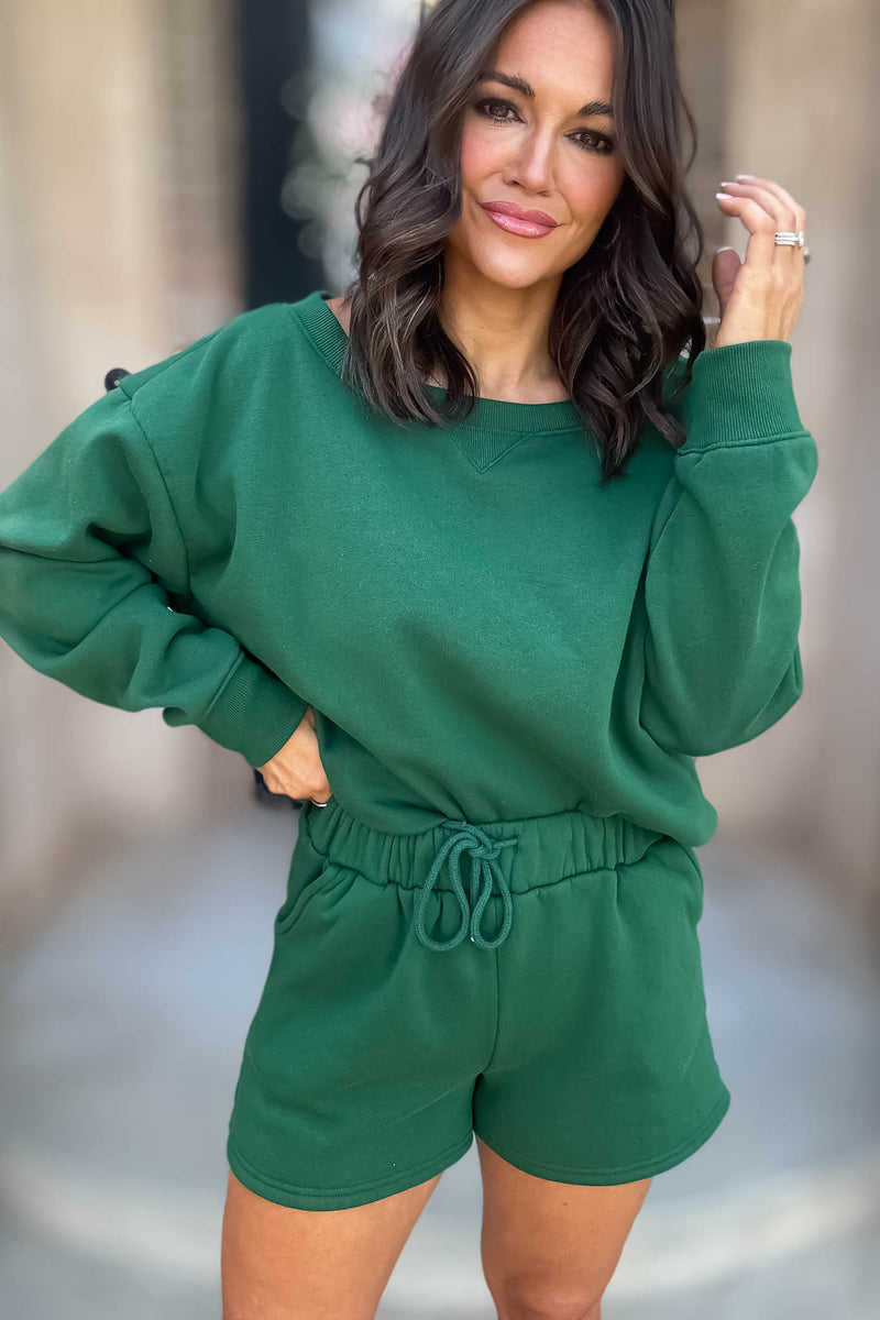 Softest Ever Dark Green Fleece Shorts