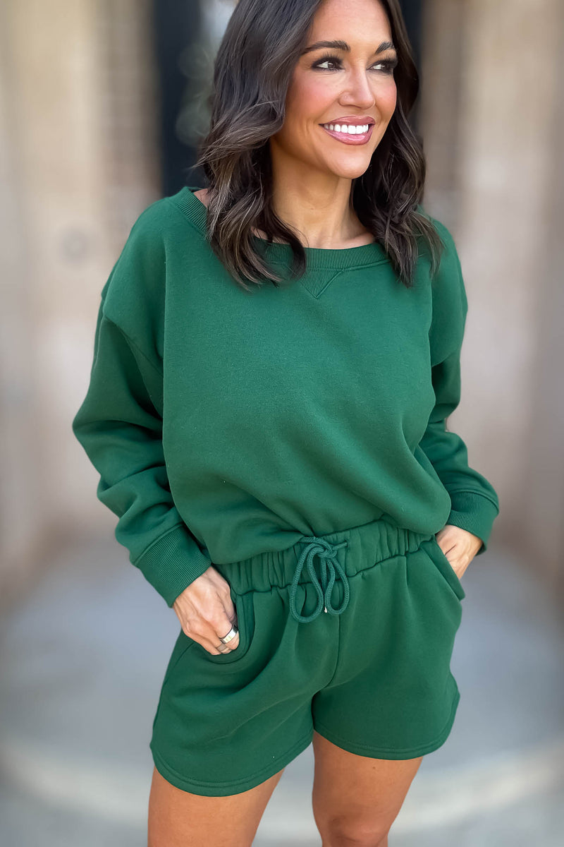 Softest Ever Dark Green Fleece Shorts