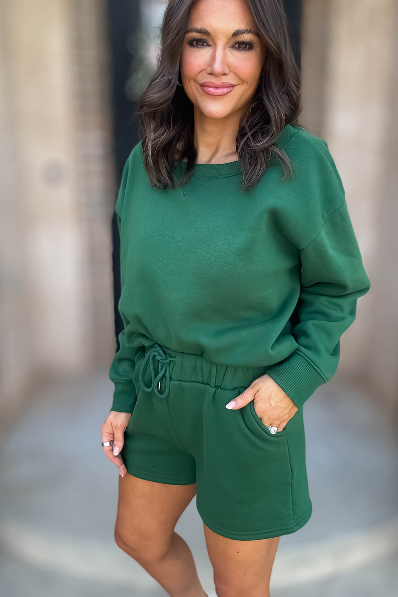 Softest Ever Dark Green Fleece Shorts