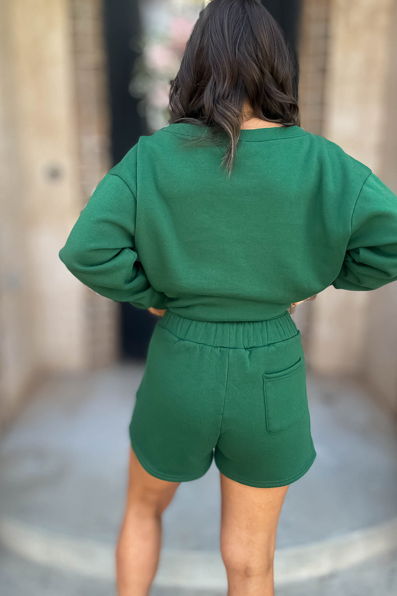 Softest Ever Dark Green Fleece Shorts