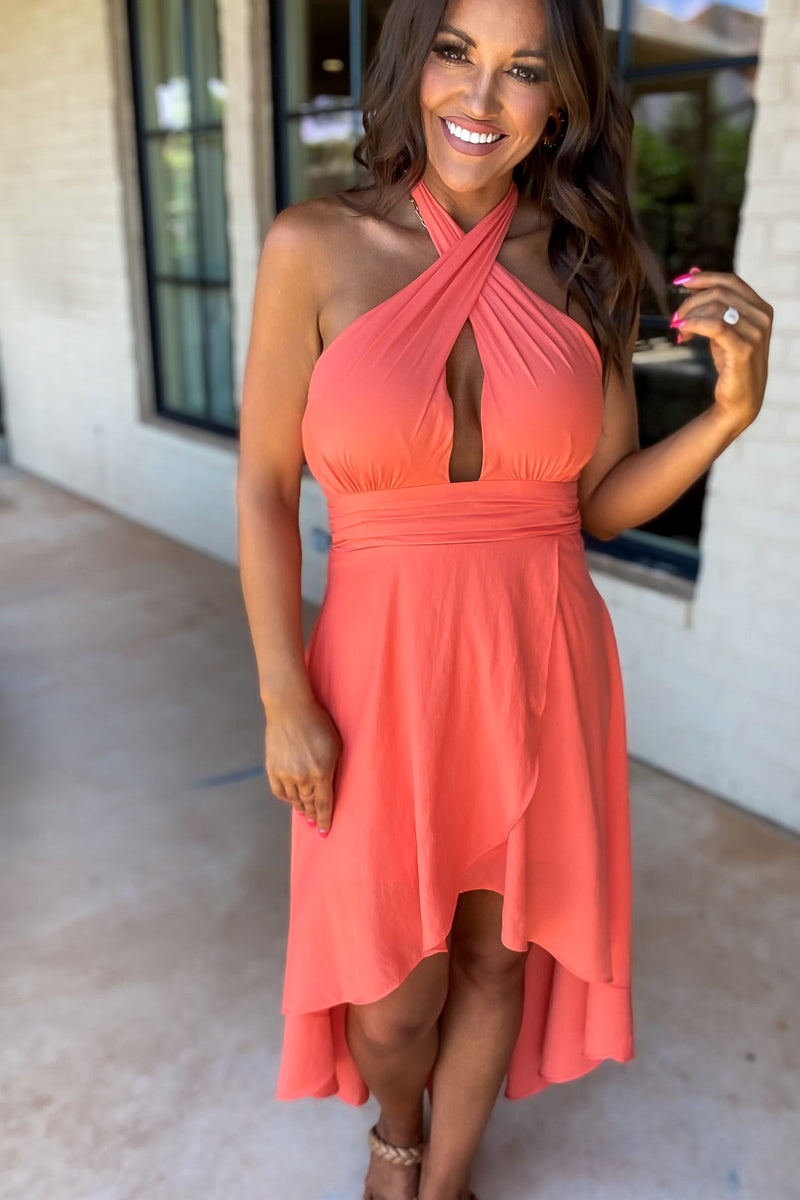 Imagine That Coral High Low Maxi Dress