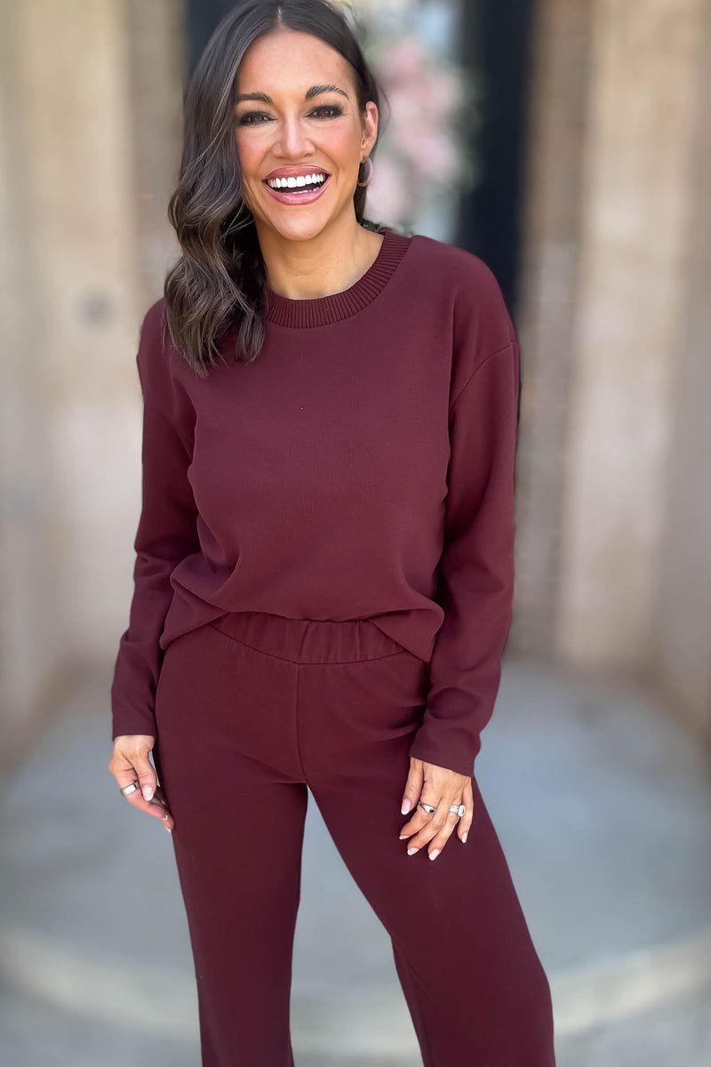 Mix And Match Crimson Round Neck Soft Knit Top