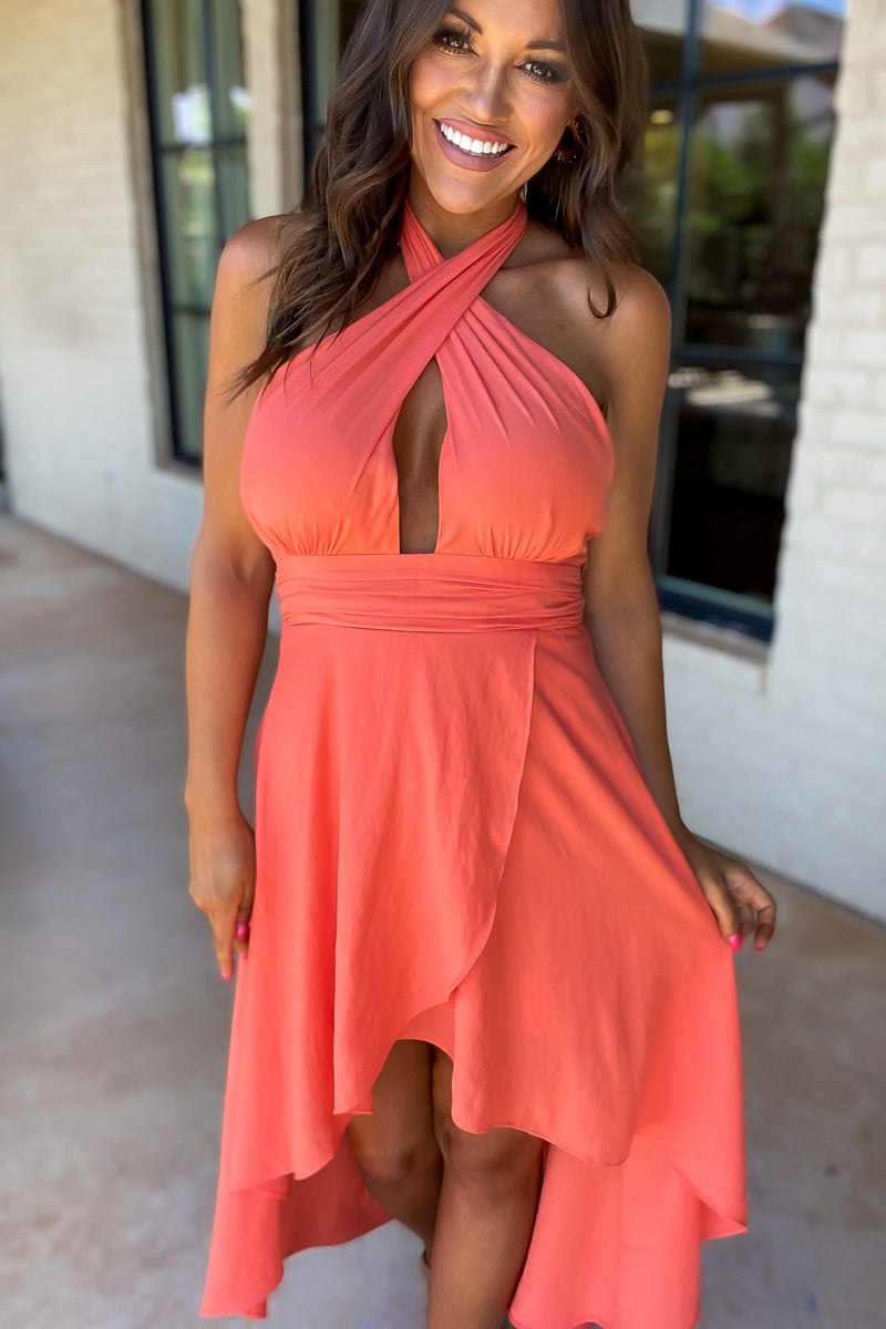 Imagine That Coral High Low Maxi Dress