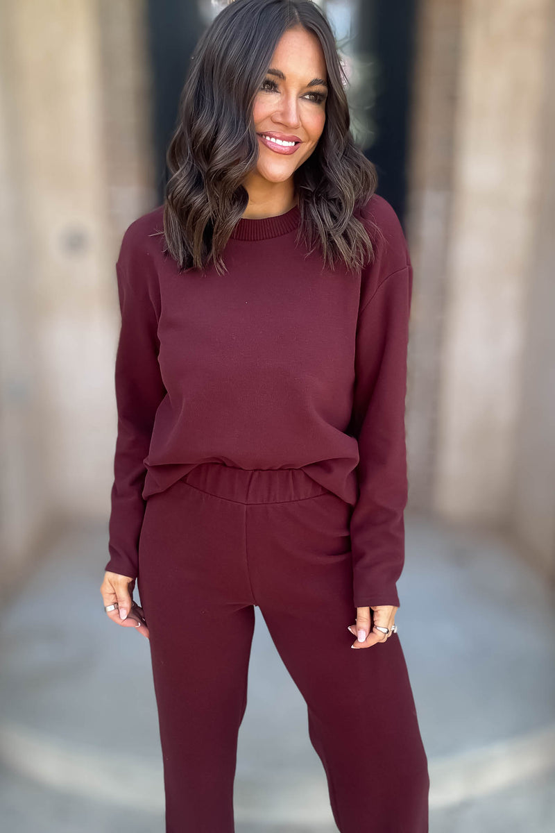 Mix And Match Crimson Round Neck Soft Knit Top
