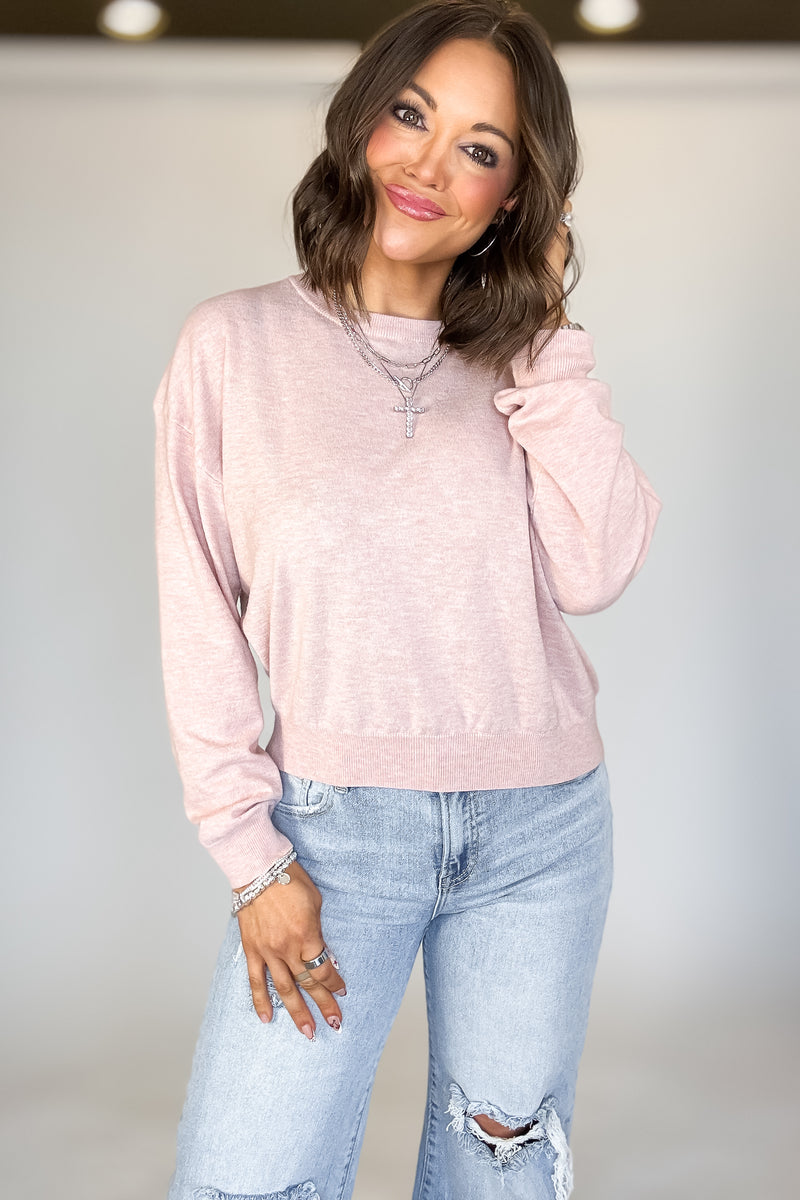 Essential Light Pink Round Neck Sweater