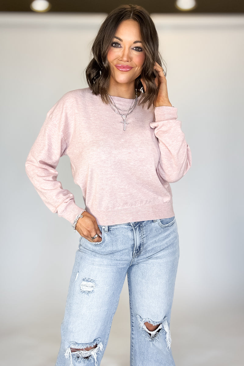 Essential Light Pink Round Neck Sweater
