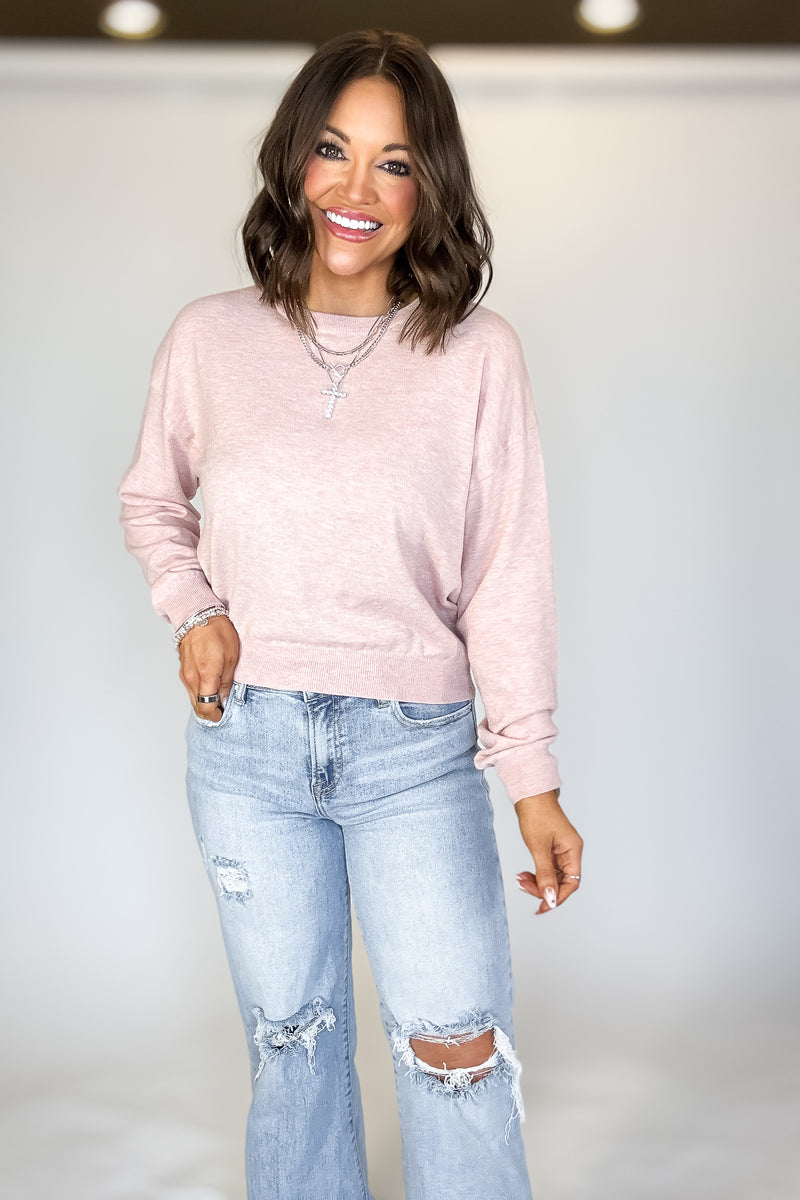 Essential Light Pink Round Neck Sweater