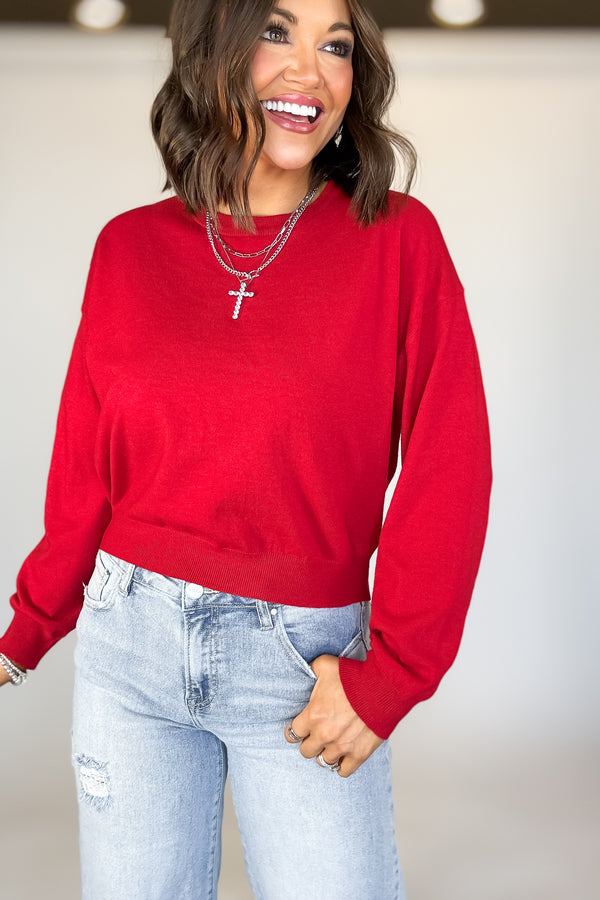 Essential Red Round Neck Sweater