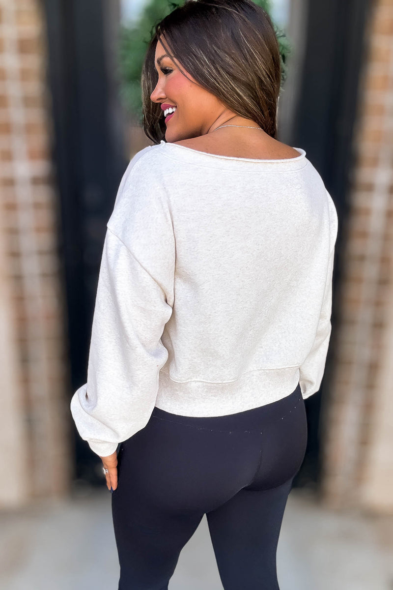 Quick Pick Heather Beige Fleece Pullover