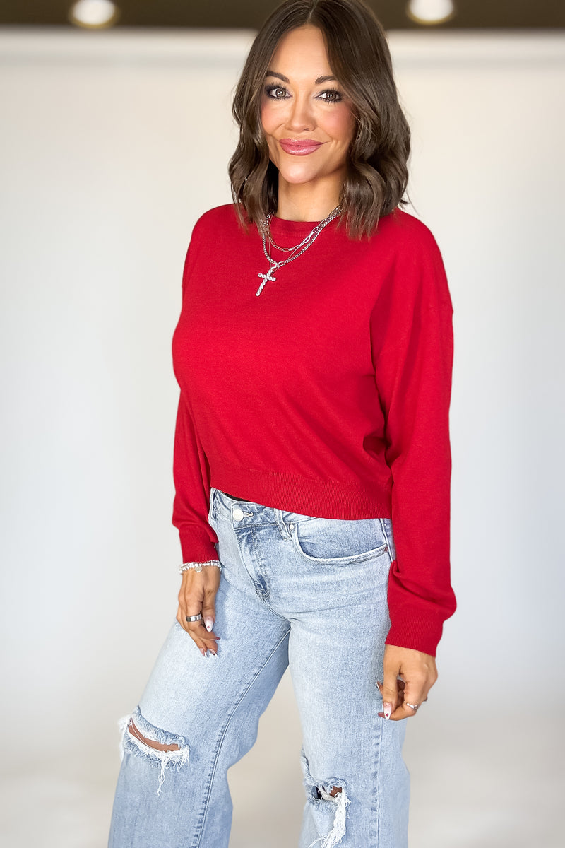 Essential Red Round Neck Sweater