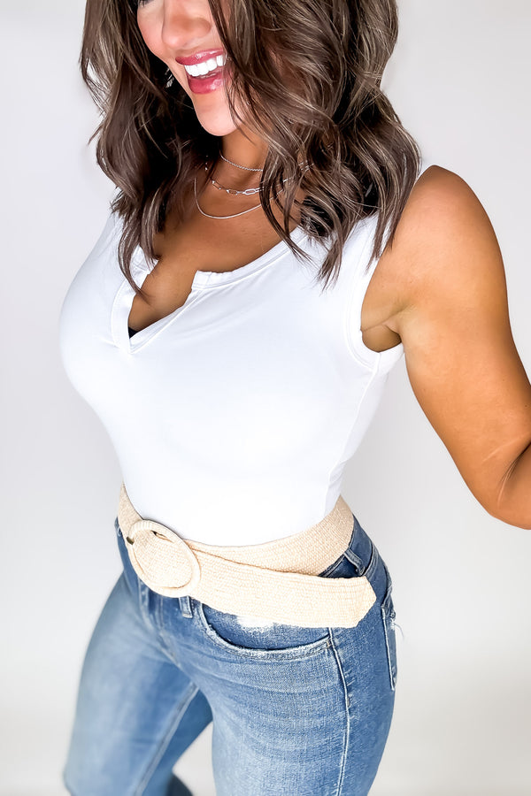 Raffia Natural Oval Buckle Belt