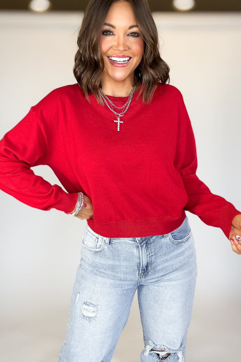 Essential Red Round Neck Sweater