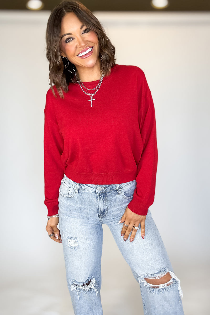 Essential Red Round Neck Sweater