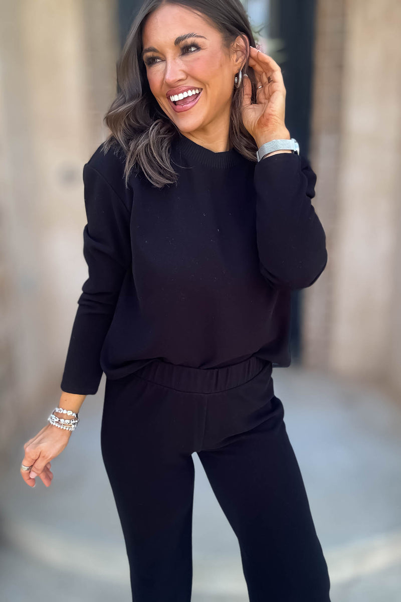 Mix And Match Black Round Neck Soft Knit Top