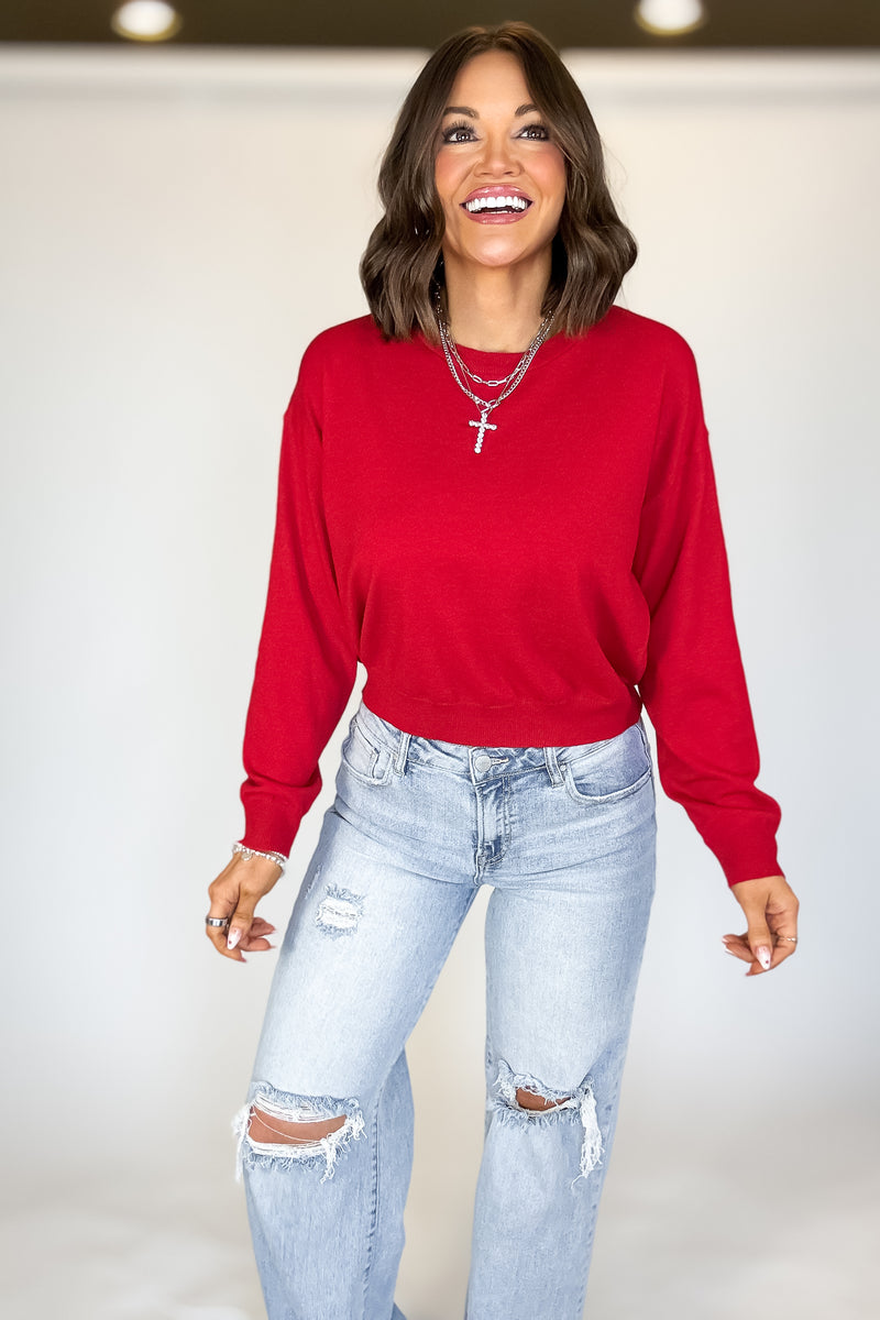 Essential Red Round Neck Sweater