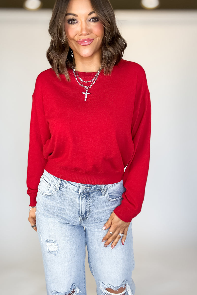Essential Red Round Neck Sweater