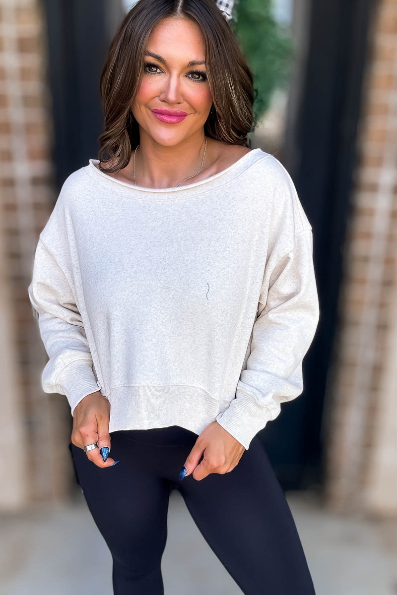 Quick Pick Heather Beige Fleece Pullover