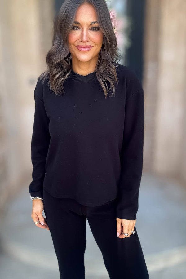 Mix And Match Black Round Neck Soft Knit Top