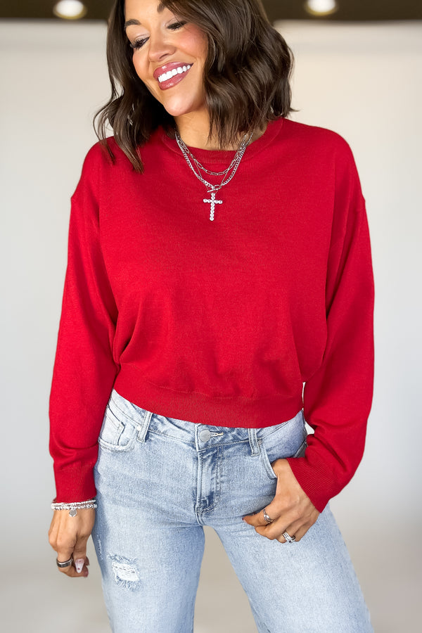 Essential Red Round Neck Sweater