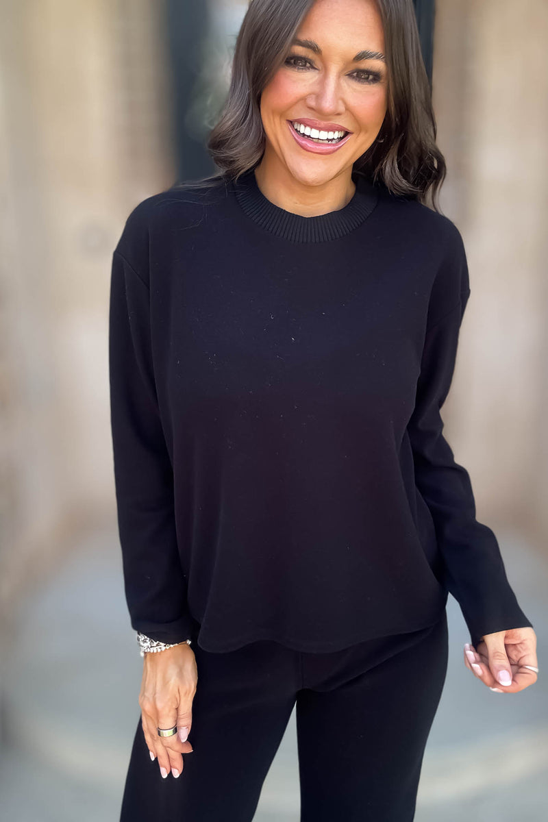 Mix And Match Black Round Neck Soft Knit Top