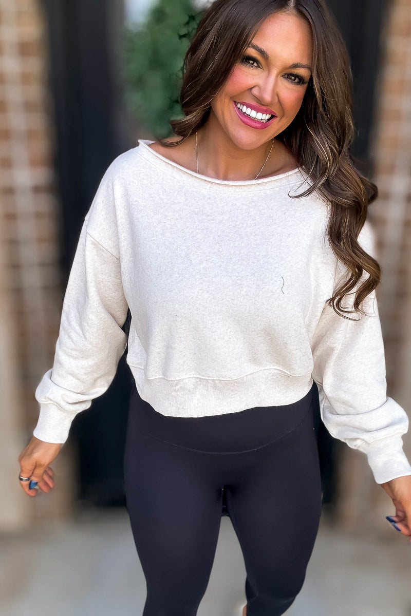 Quick Pick Heather Beige Fleece Pullover