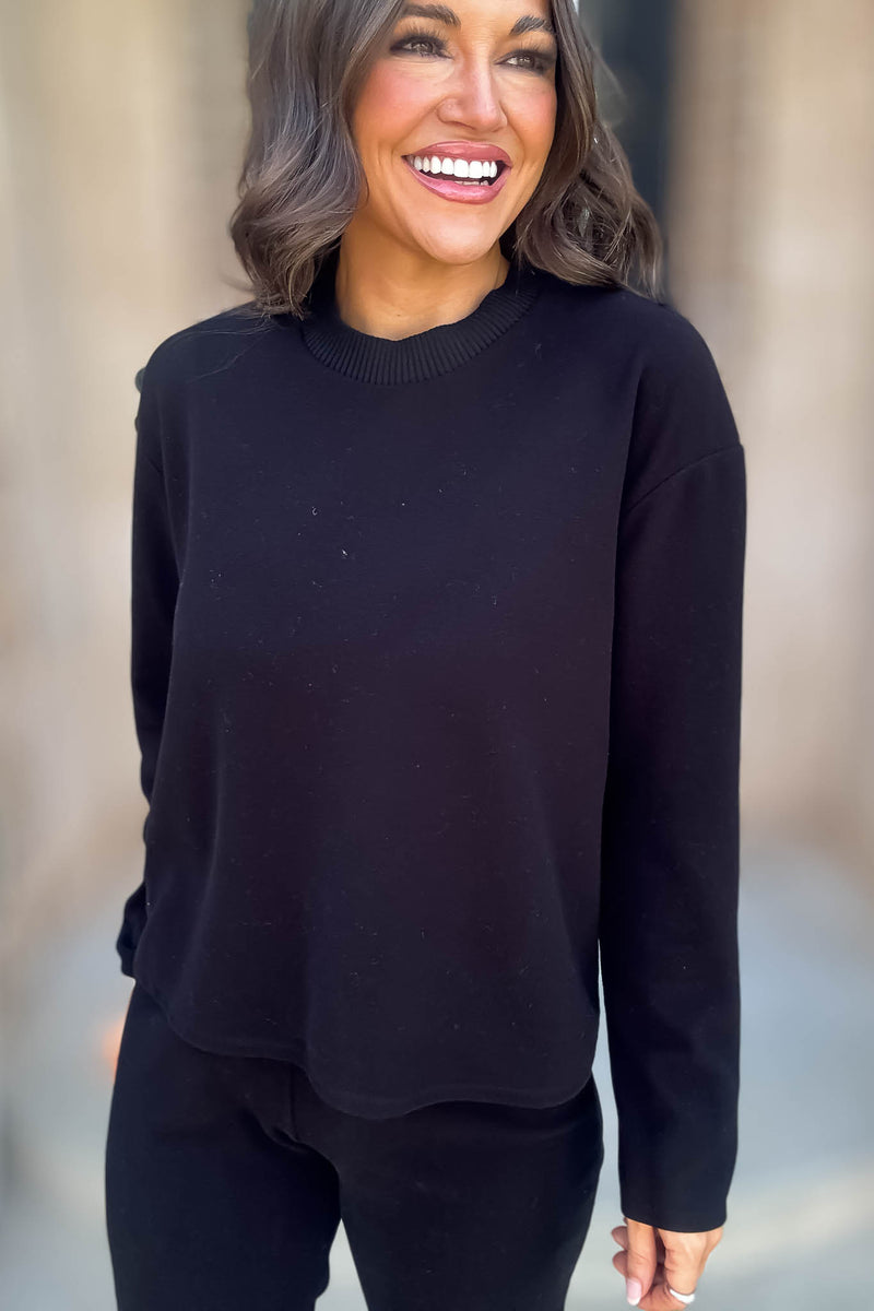 Mix And Match Black Round Neck Soft Knit Top