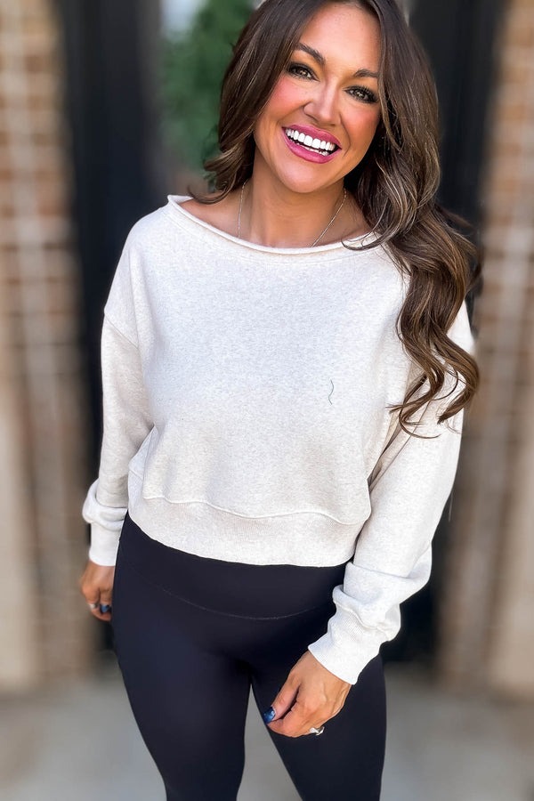 Quick Pick Heather Beige Fleece Pullover