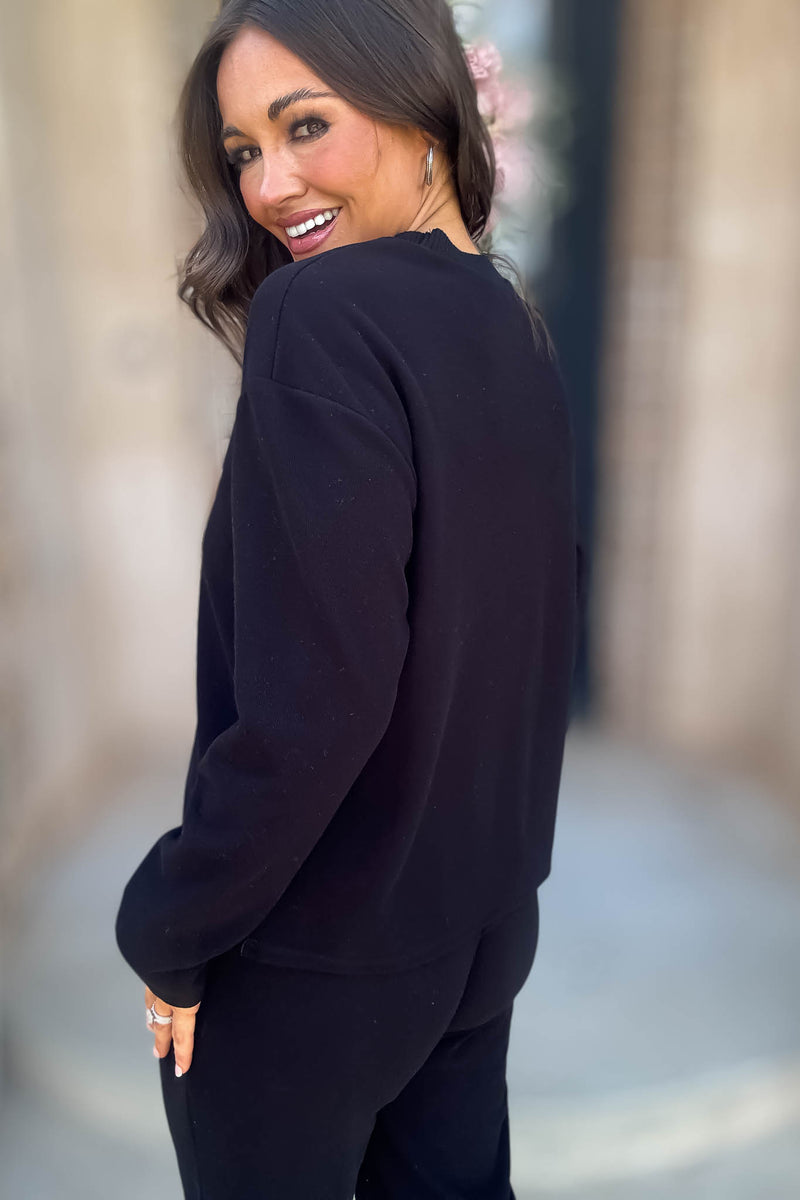 Mix And Match Black Round Neck Soft Knit Top