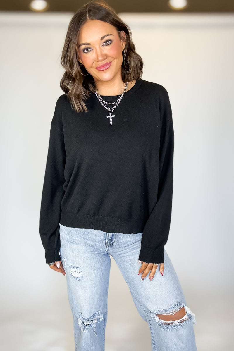 Essential Black Round Neck Sweater