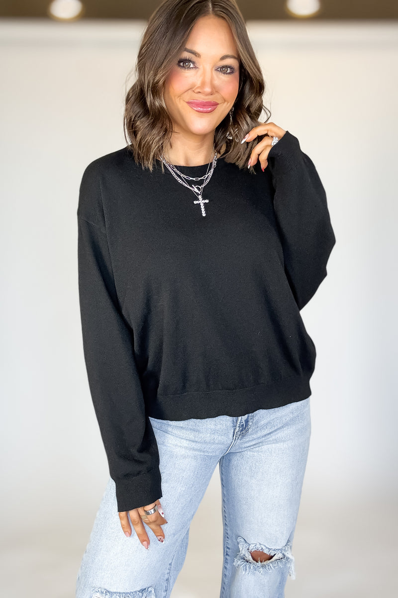 Essential Black Round Neck Sweater