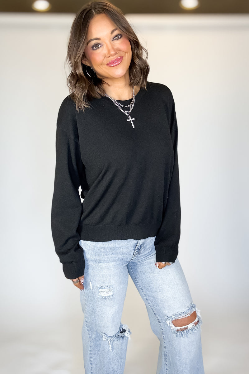 Essential Black Round Neck Sweater