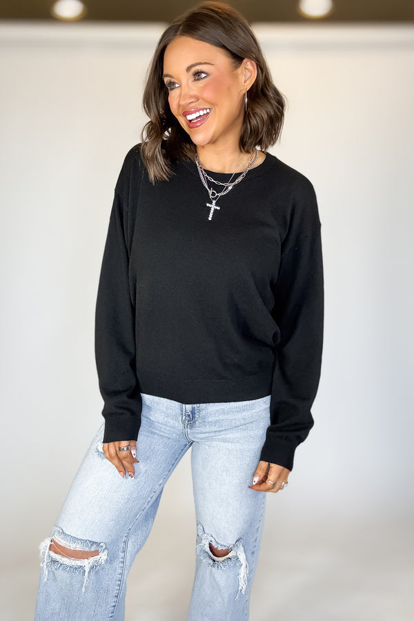 Essential Black Round Neck Sweater