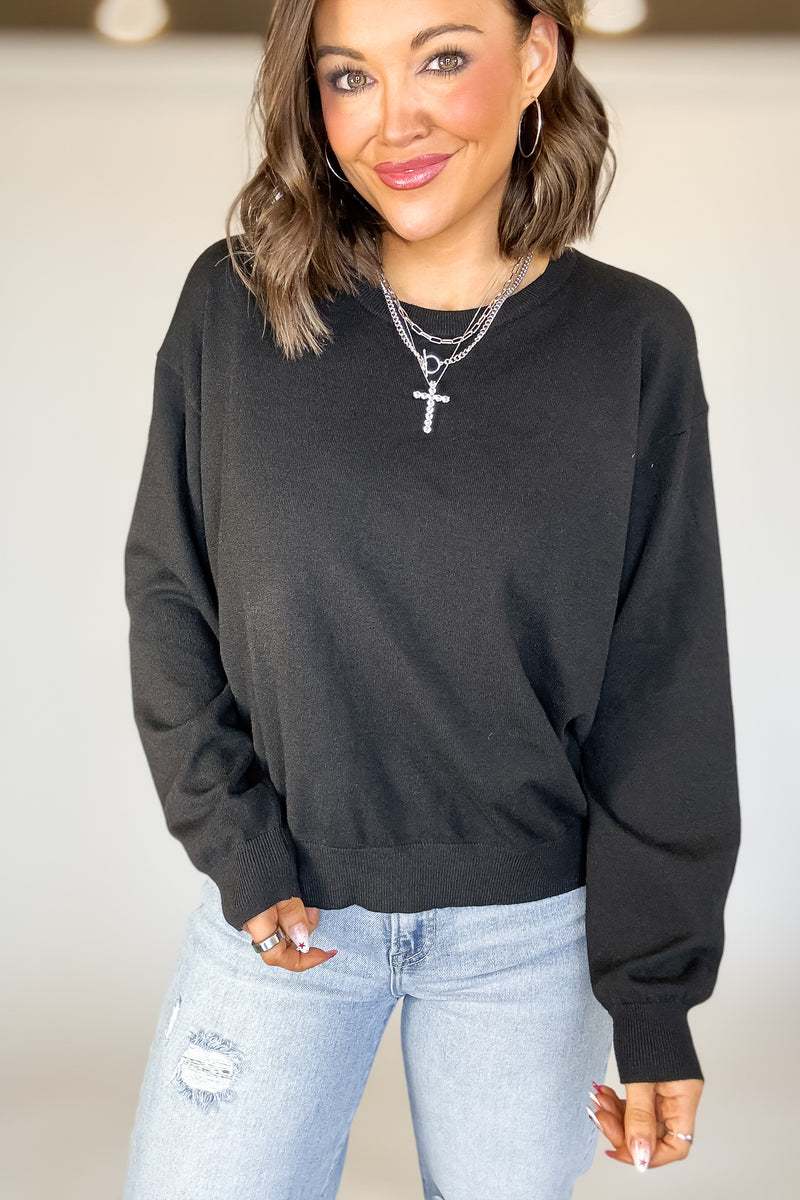 Essential Black Round Neck Sweater