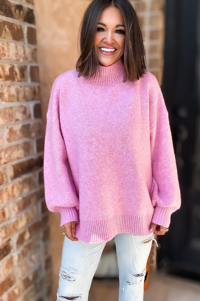 Alexis Favorite Pink Mock Neck Sweater